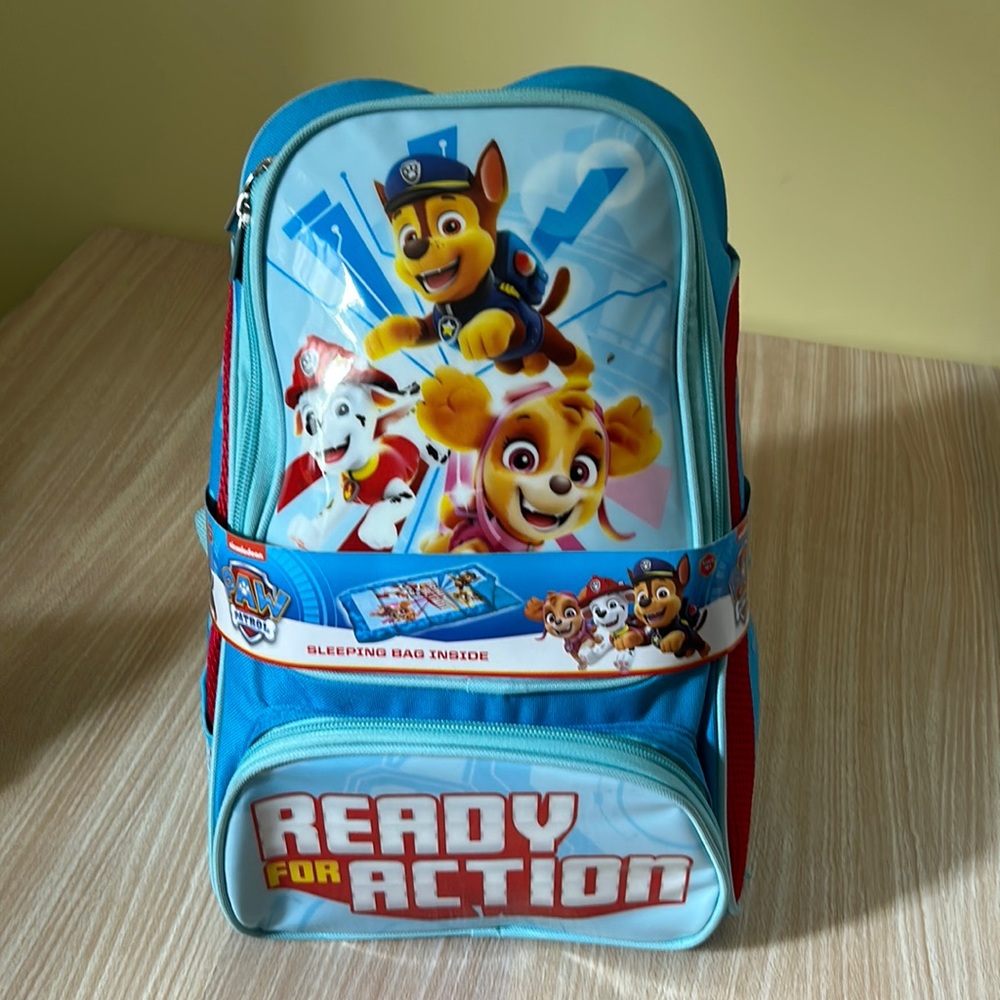 Nickelodeon Paw Patrol 2 Piece Backpack and sleeping bag camp kit light blue